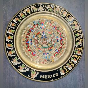 Vintage Colorful Mexican Brass Wall Plate